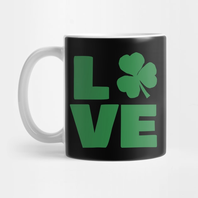 Love Shamrock Typography Green for St Patricks Day by ellenhenryart